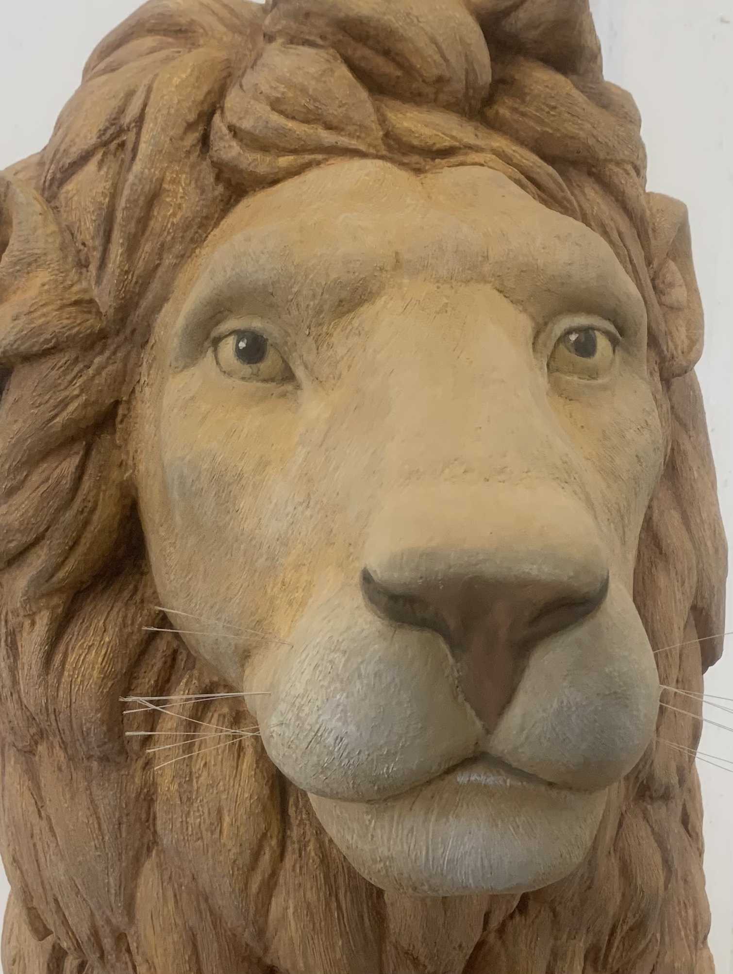 lionlion carved out of polystyrene head detail